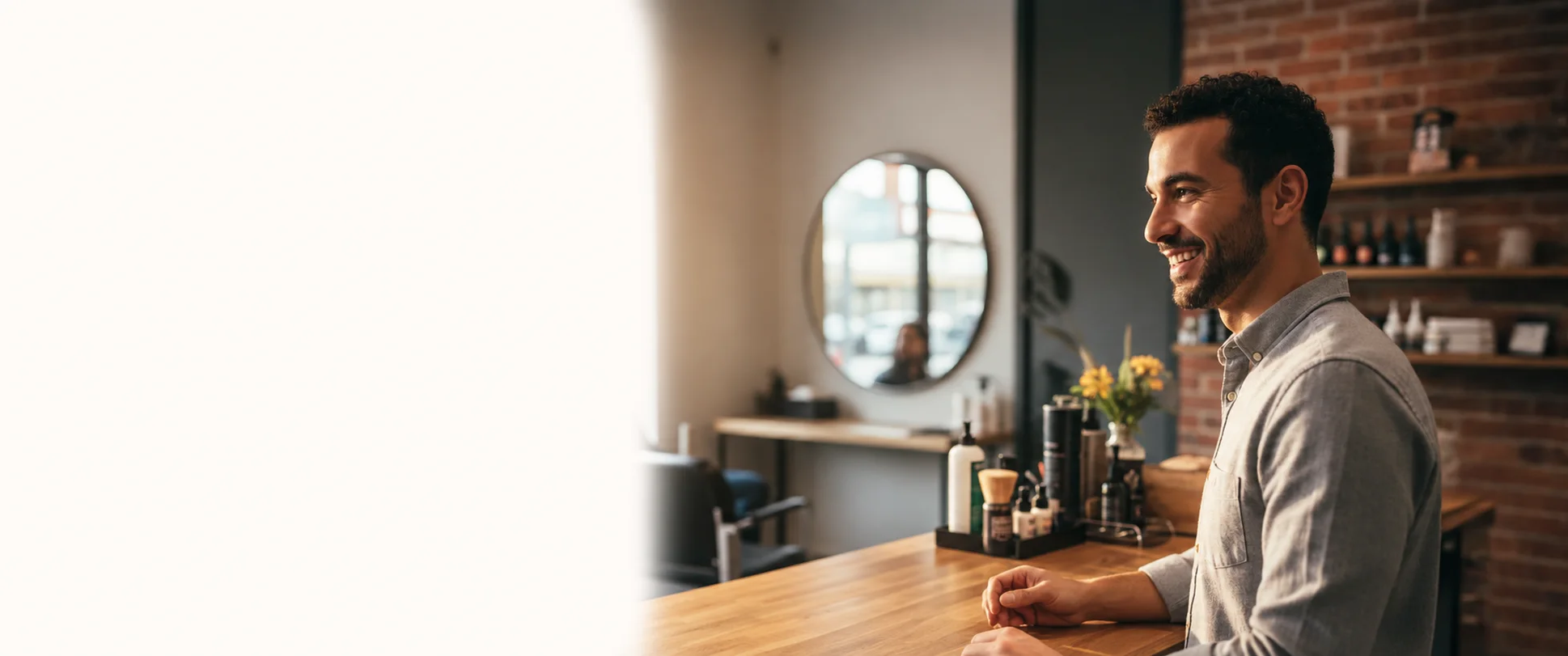Salon owner in his salon